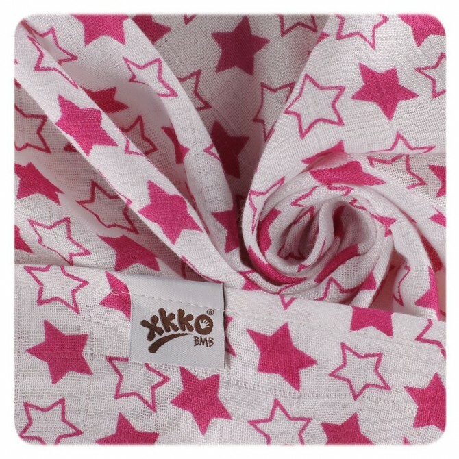 XKKO BMB zavinovačka - osuška, 120x120 - Little Stars Magenta