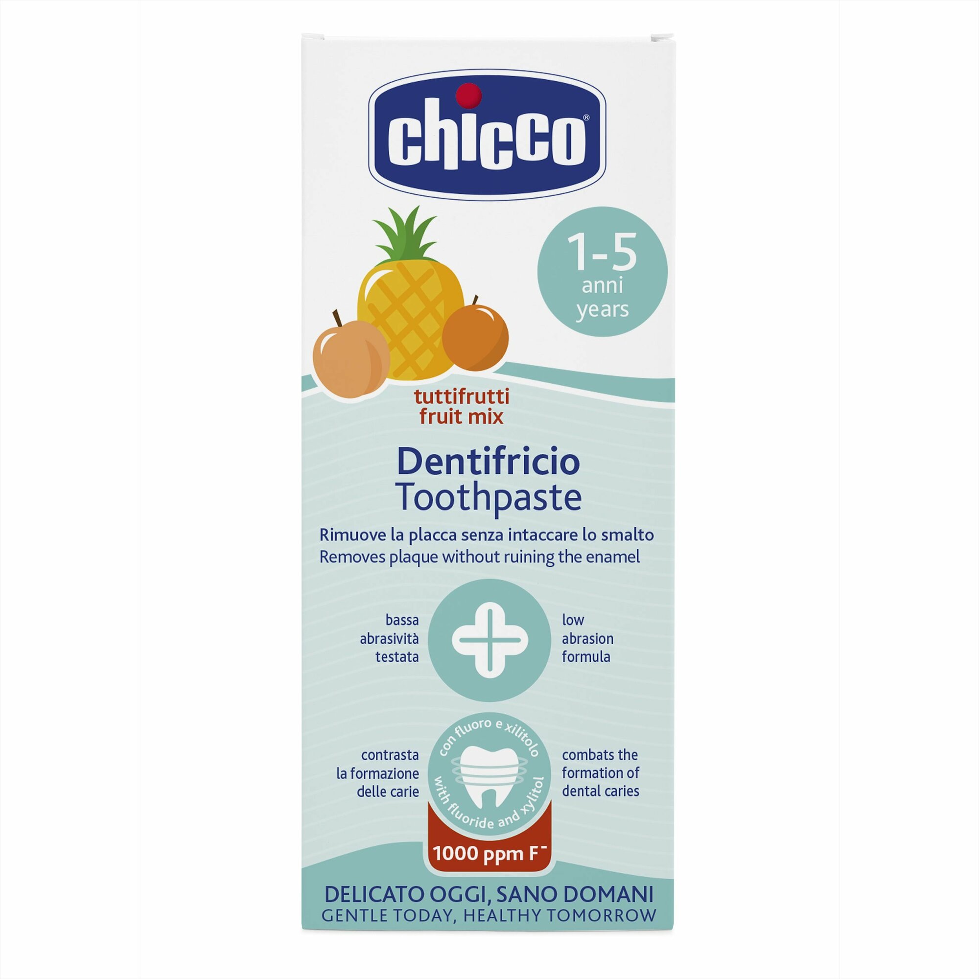 Chicco Zubná pasta s fluorom s ovocnou príchuťou, 50ml, 1-5r