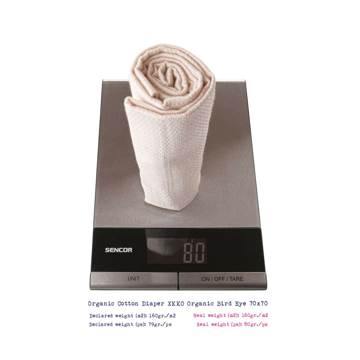 XKKO Organic Bird Eye - Natural, Plienky z biobavlny, 70x70