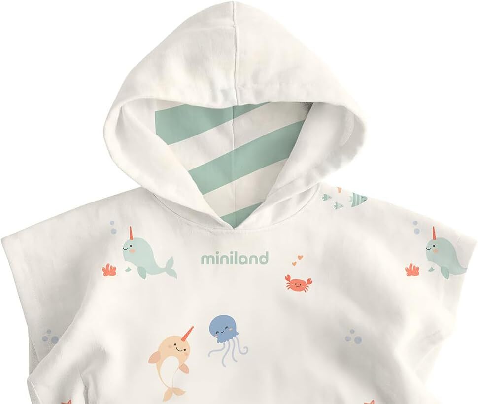 Miniland Detské mušelínové pončo s kapucňou Swim – 65x65 cm