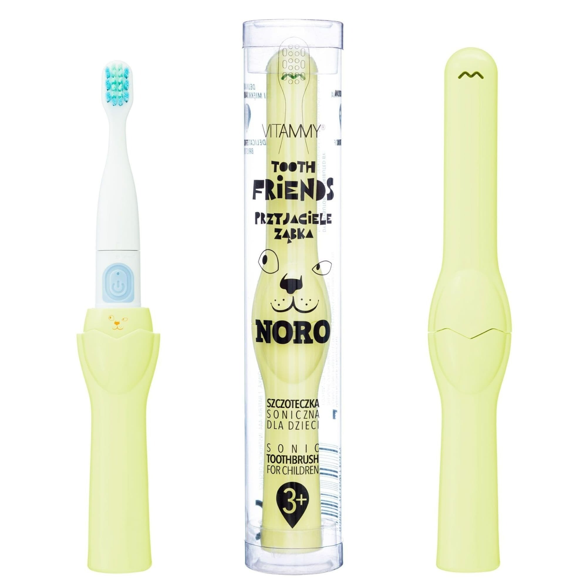 VITAMMY TOOTH FRIENDS detská sonická zubná kefka, žltá-NORO, od 3 rokov