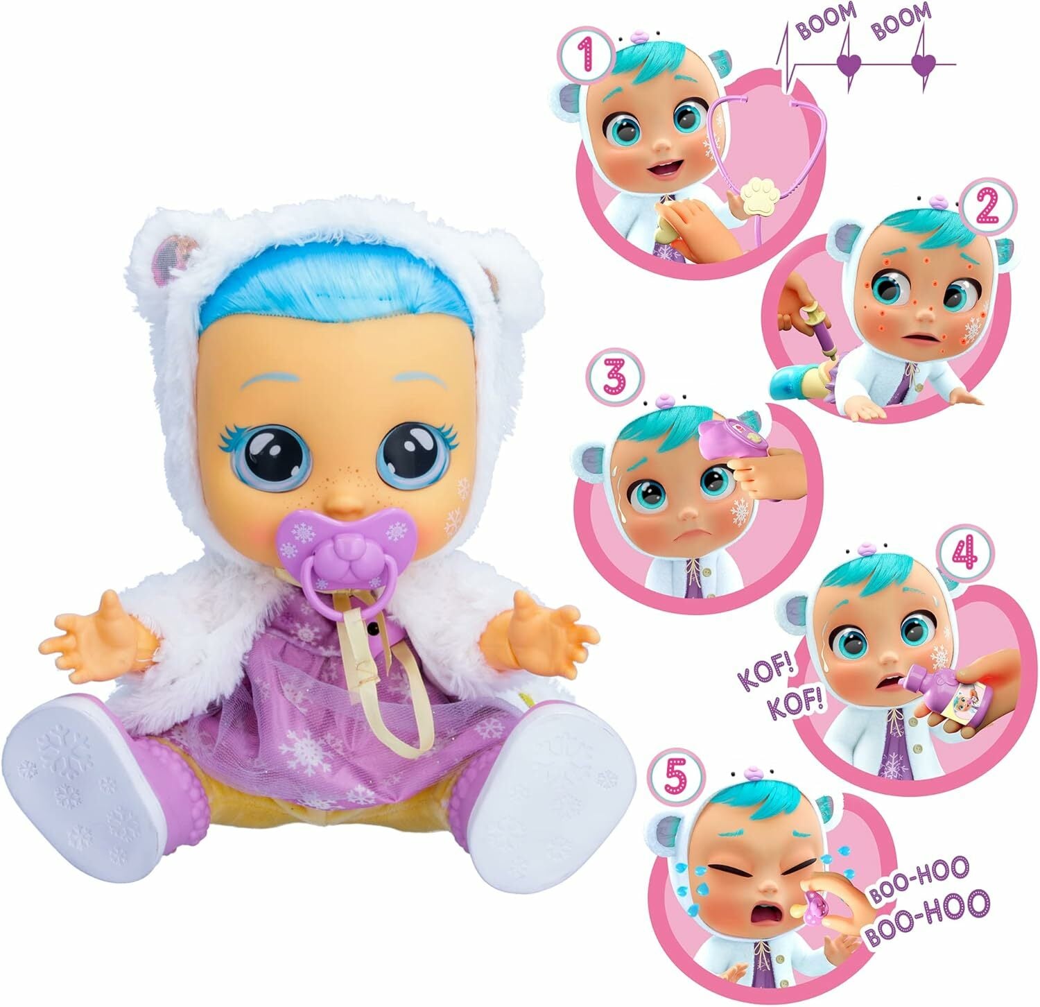 IMC Toys Cry Babies - Dressy - Gets Sick & Feels Better - Bábika Krystal