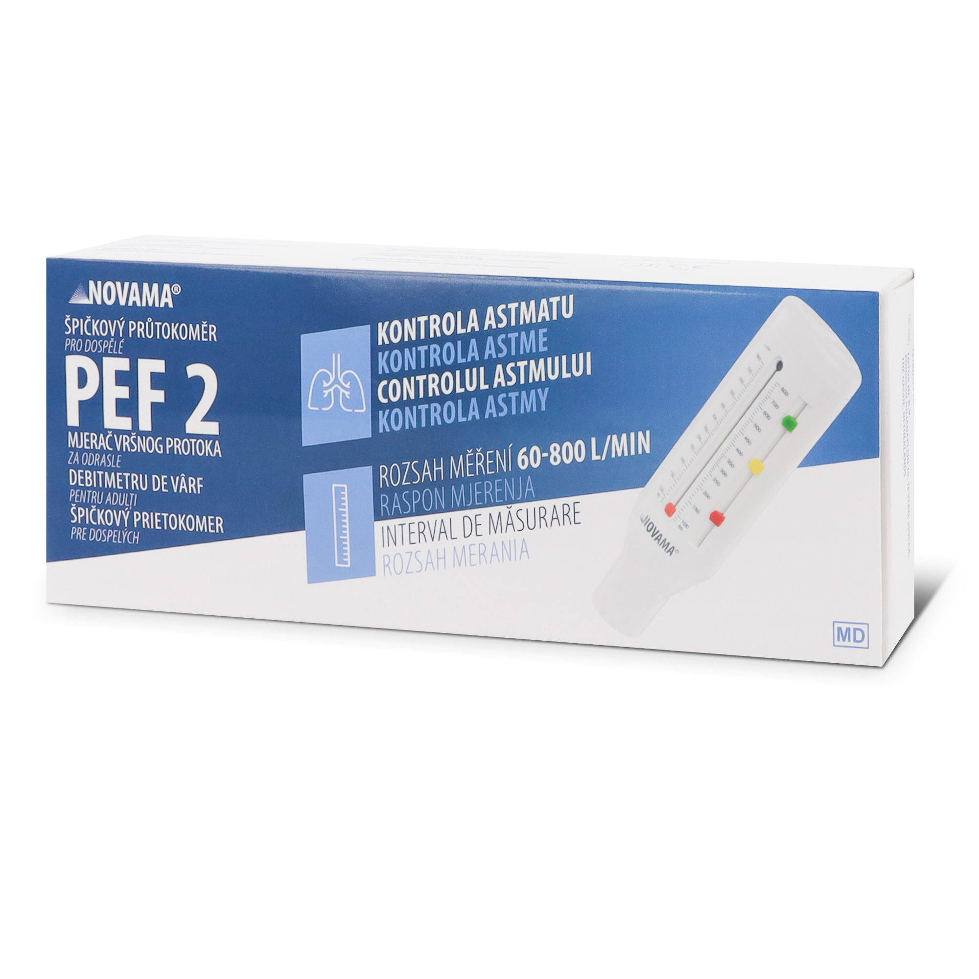 NOVAMA PEF 2 Spirometer pre dospelých, certifikovaný s denníkom
