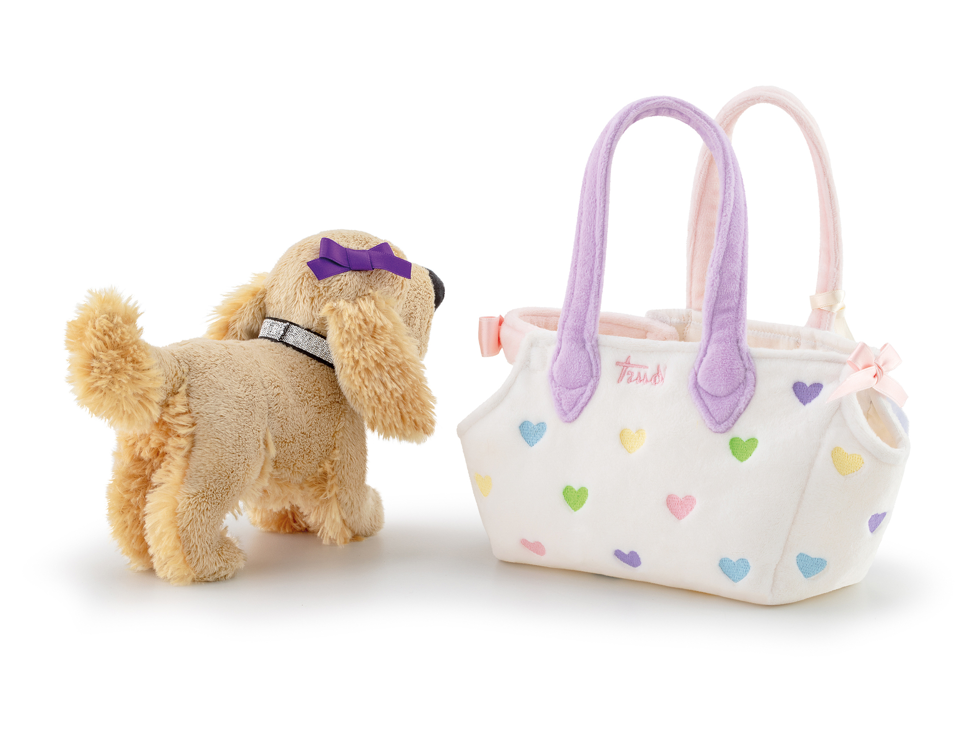 TRUDI PETS - Módna taška s maznáčikom, biela so srdiečkami, 0m+