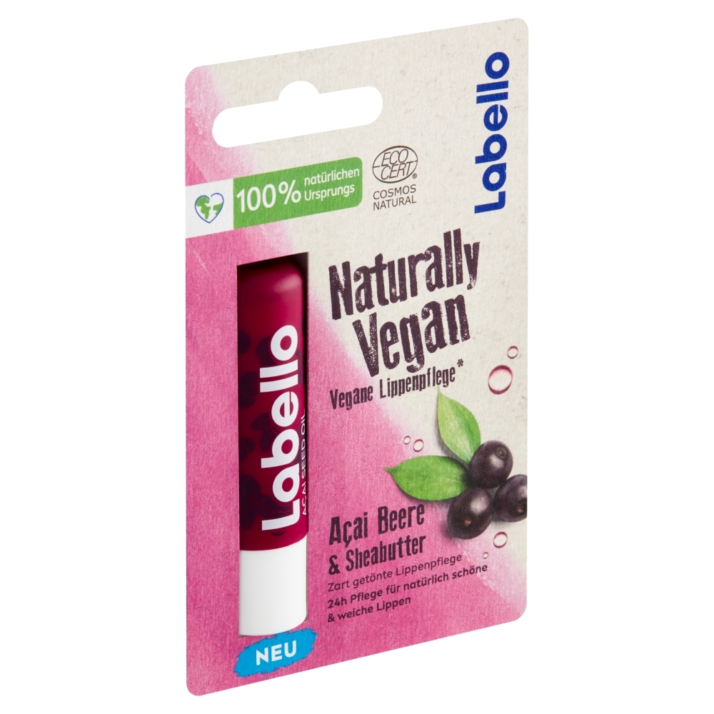 Labello Naturally Vegan Açai Beere & Sheabutter Balzam na pery, 4,8 g