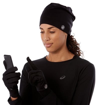 Asics SET Damen Laufkappe und Handschuhe, Größe MIT