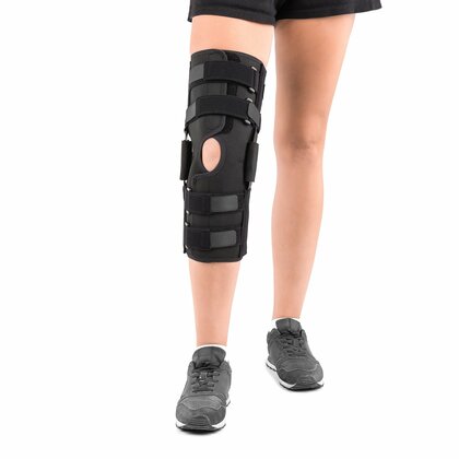 QMED MOTIVE PLUS Lange Knieorthese mit einstellbarem Beugewinkel, Größe 3