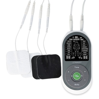 VITAMMY STIMULA Elektrostimulátor svalů, terapie TENS EMS a masáž 3 v 1 + 4 elektrody