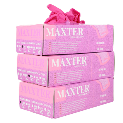 Maxter puderfreie Nitrilhandschuhe, rosa, 100 Stück, Größe XS