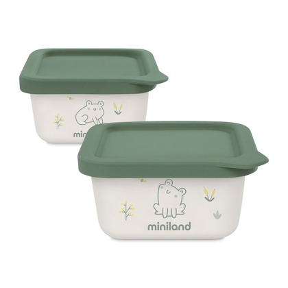 Miniland ECO-friendly Hermetické nádoby na uloženie jídla, 2x400 ml, Žabka