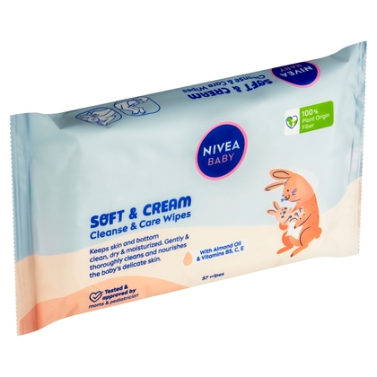 NIVEA Baby Soft &amp; Cream Čistící a pečující ubrousky 57 ks