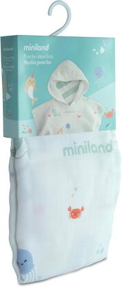 Miniland Swim Detské mušelínové pončo s kapucňou – 65x65 cm
