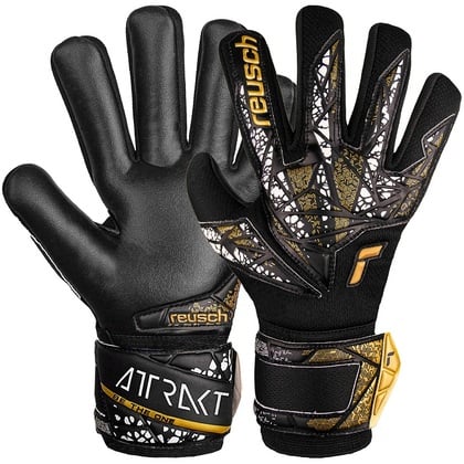 Reusch Attrakt Silver NC Finger Support Brankárske rukavice, čierno/zlaté, veľ. 8