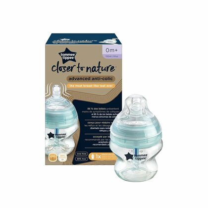 Tommee Tippee CTN Babyflasche ADVANCED ANTI-COLIC langsamer Durchfluss, 150 ml 0m+, Blau