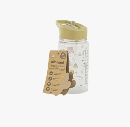 Miniland Kiddie Bottle Explorer – Tartós gyermek palack szívószállal, 450 ml (Tritan), medve.