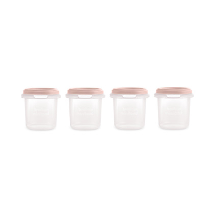 Miniland Dolce Hermeticky uzatvárateľné nádoby na potraviny, 4x200 ml, ružová