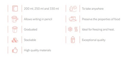 Miniland Dolce Hermeticky uzatvárateľné nádoby na potraviny, 4x200 ml, mätová