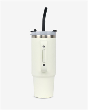 Runbott Latt Thermobecher mit Griff und Strohhalm – 800 ml, Cremefarben