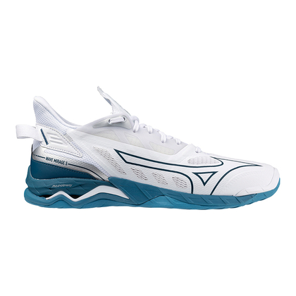 Mizuno Wave Mirage 5 Pánska hádzanárska/halová obuv, biela/modrá, veľ. 43