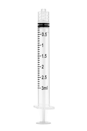 SOL-M Dreiteilige Spritze mit Luer Lock, skaliert auf 0,01 ml, 3 ml, 100 Stück