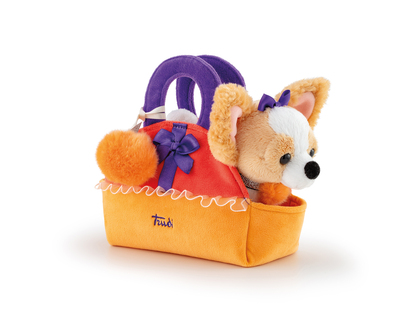 TRUDI PETS - Módna taška s maznáčikom, oranžovo žltá s volánikom, 0m+
