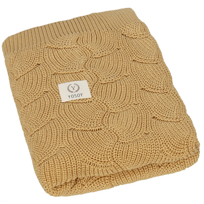 YOSOY WAVES Kinderdecke aus 100% Bio-Baumwolle, 100x80 cm, Toffee