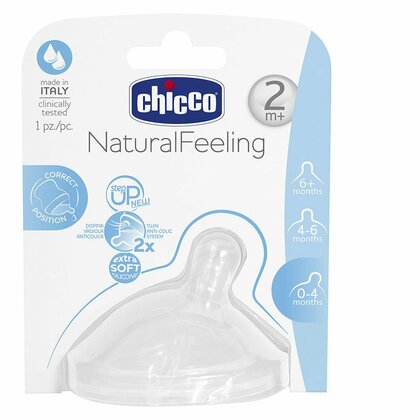 Chicco Natural Feeling náhradní dudlík na kojeneckou láhev 2m +