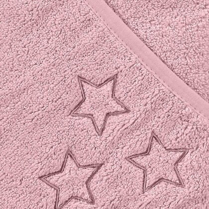 XKKO Organic BIO Bavlněná froté osuška s kapucí, 90x90 - Baby Pink Stars
