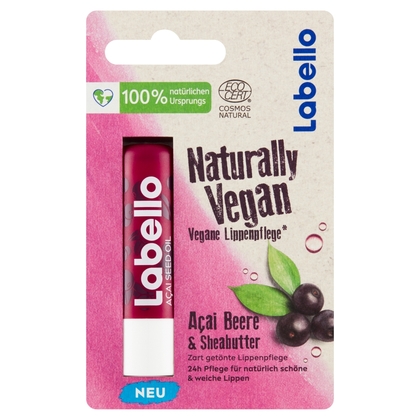 Labello Naturally Vegan Açai Beere &amp; Sheabutter Lippenbalsam, 4,8 g