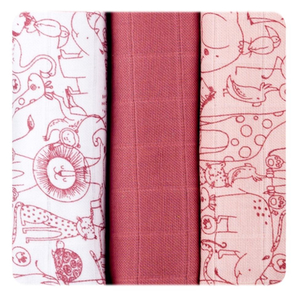 XKKO Organic Staré časy - Plienky z biobavlny - Safari Mesa Rose MIX, 70x70