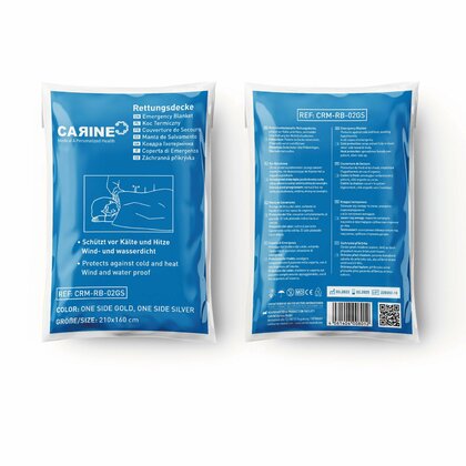 CARINE Nouzová deka - Isotermická, stříbrno-zlatá, 210x160cm, 25ks