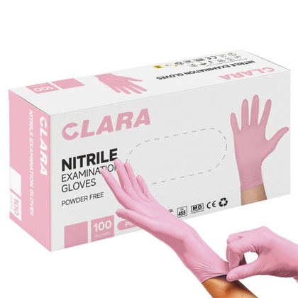 CLARA Nitrilhandschuhe puderfrei, rosa, Größe S, 100 Stück