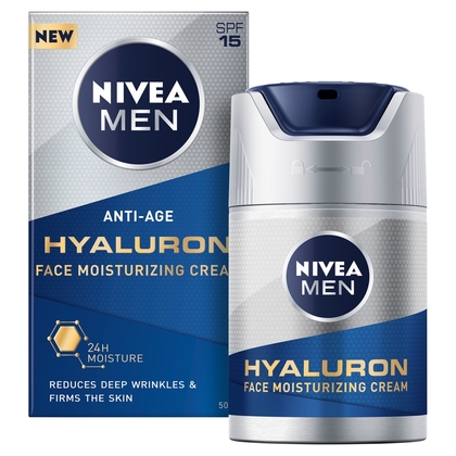 NIVEA Men Hyaluron Feuchtigkeitsspendende Hautcreme gegen Fältchen 15, 50 ml