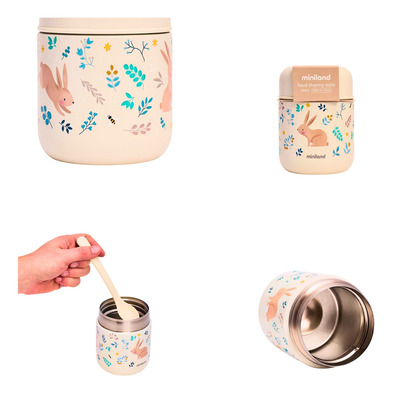 Miniland Mini termoska na jedlo Dreamland 280 ml - Zajačiky