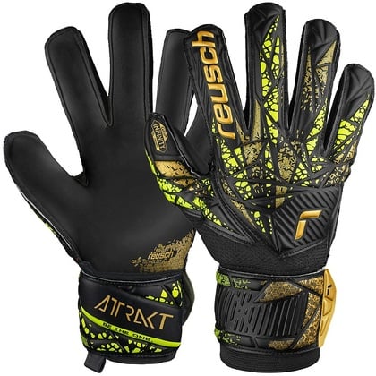 Reusch Attrakt Infinity Finger Support Brankárske rukavice, čierno/zeleno/zlaté, veľ. 9