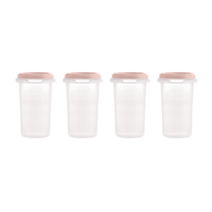 Miniland Dolce Hermeticky uzatvárateľné nádoby na potraviny, 4x330 ml, ružové