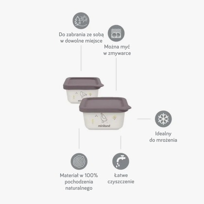 Miniland ECO-friendly Hermetické nádoby na uloženie jídla,  2x400 ml, Ptáček