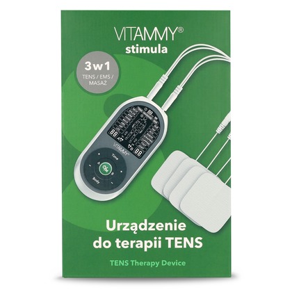 VITAMMY STIMULA Elektrostimulátor svalů, terapie TENS EMS a masáž 3 v 1 + 4 elektrody