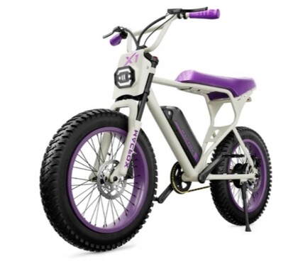 Macfox X1S Elektromos kerékpár (Moped-stílus), Fat Bike kerekek, nagy hatótávolság, lila