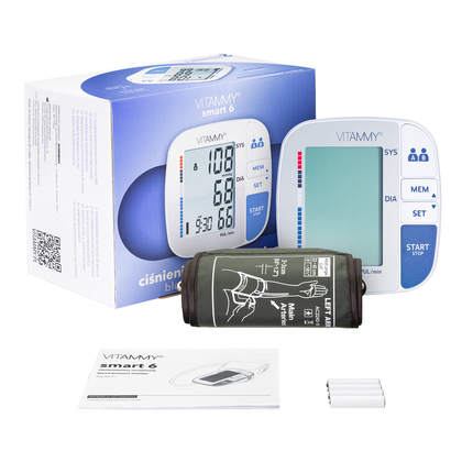 VITAMMY SMART 6 Automatisches Oberarm-Blutdruckmessgerät (sanfte Messung, Speicher 2× 250)