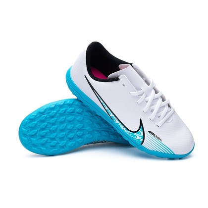 Nike Vapor 15 Club TF JR Detské futbalové kopačky/turfy, biela/modrá, veľ. 36,5