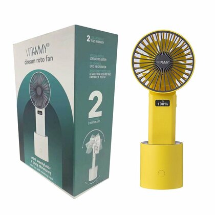 VITAMMY Dream Roto Ventilator, USB Mini-Tischventilator mit Drehfuß, gelb