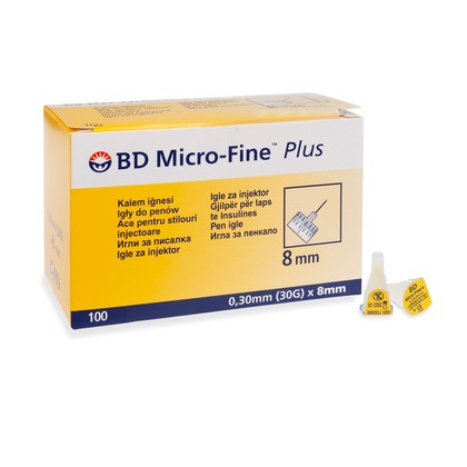 BD Micro-Fine PLUS Injektionsnadeln - 0,30 x 8 mm, 100 Stk