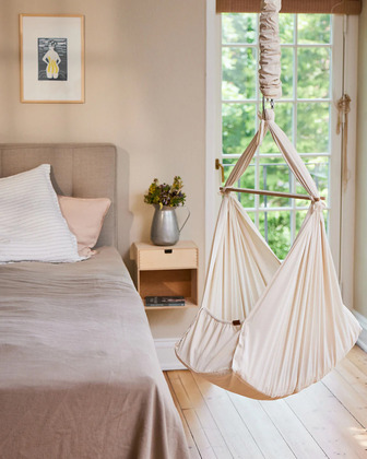 Membantu Basic Detský hojdací vak (hamak) – Béžový