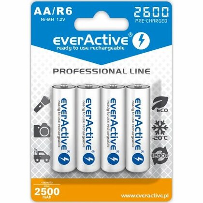 everActive PROFESSIONAL LINE R6 / AA, Újratölthető Ni-MH 2600 mAh akkumulátorok, 4db