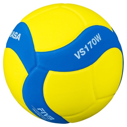 Mikasa VS170W Junior Indoor-Volleyball, gelb/blau, groß. 5