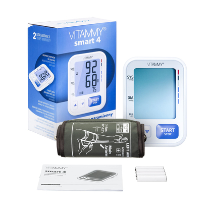 VITAMMY SMART 4 Automatisches Oberarm-Blutdruckmessgerät (Arrhythmieerkennung, Speicher 2× 60)