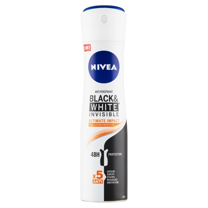 NIVEA Black &amp; White Invisible Ultimate Impact Sprej antiperspirant, 150 ml