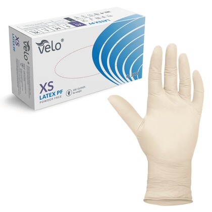 VELO Bezpúdrové latexové rukavice, veľ. S, 100 ks