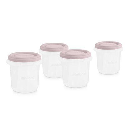 Miniland Élelmiszer tároló edények, Terra, 4x250ml, rózsaszín